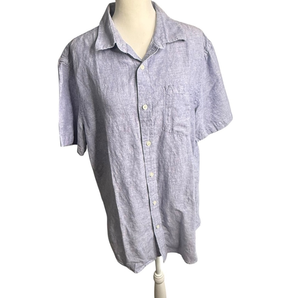 Banana Republic Slim Fit Blue Casual Linen Button Down Shirt Sz L